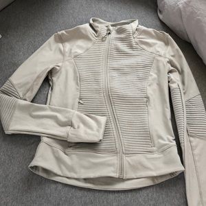 Beige athletic zip up jacket
